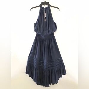 Ramy Brook size Large Maxi Dress Size Large Navy Blue Eyelets Sleeveless Halter